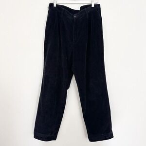 Brooks Brothers Corduroy Pants Mens 36x30 Navy Front Pleated‎ Wide Wale Cuffed